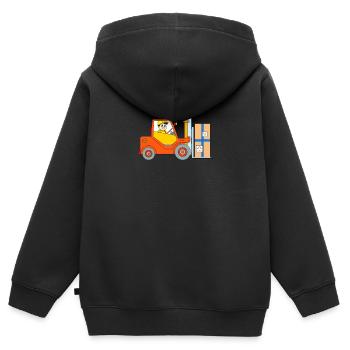 chariot élévateur à fourche - Sweat Premium à capuche zippé enfant bio - noir - Dos - AI Model Kid Male (0cm)