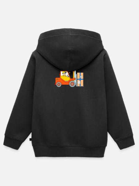 fork-lift truck - Kids Premium Organic Zip-up Hoodie - black