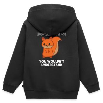 Écureuil - écureuil fan - écureuil - Sweat Premium à capuche zippé enfant bio - noir - Dos - AI Model Kid Male (0cm)