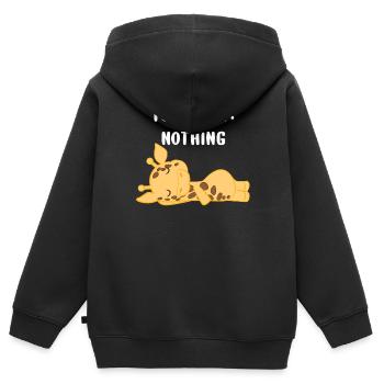 Girafe - Girafes - Girafe fan - Lazy - Sweat Premium à capuche zippé enfant bio - noir - Dos - AI Model Kid Male (0cm)