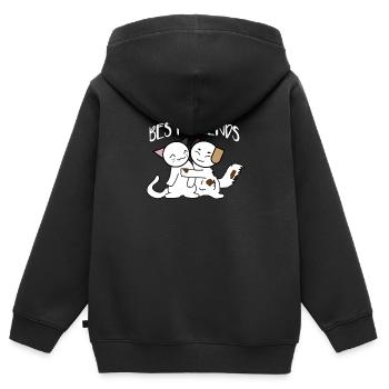 Beste Freunde Katzen Motiv Mietzekatze Kätzchen - Kinder Premium Organic Zip Hoodie - Schwarz - Hinten - AI Model Kid Male (0cm)