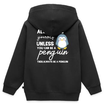 Pinguin - Pinguine - Pinguinmotiv - Be Yourself - Kinder Premium Organic Zip Hoodie - Schwarz - Hinten - AI Model Kid Male (0cm)