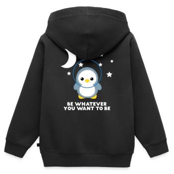 Pinguin - Pinguine - Pinguinmotiv - Be Yourself - Kinder Premium Organic Zip Hoodie - Schwarz - Hinten - AI Model Kid Male (0cm)