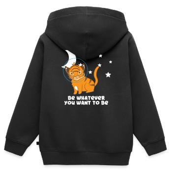 Tiger - Tigerfan - Tigerliebhaber - Be Yourself - Kinder Premium Organic Zip Hoodie - Schwarz - Hinten - AI Model Kid Male (0cm)