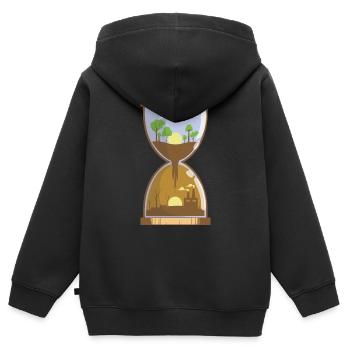 Sanduhr / Umweltverschmutzung / Naturschutz - Kinder Premium Organic Zip Hoodie - Schwarz - Hinten - AI Model Kid Male (0cm)