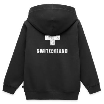 Suisse fans foot jersey Suisse fans - Sweat Premium à capuche zippé enfant bio - noir - Dos - AI Model Kid Male (0cm)