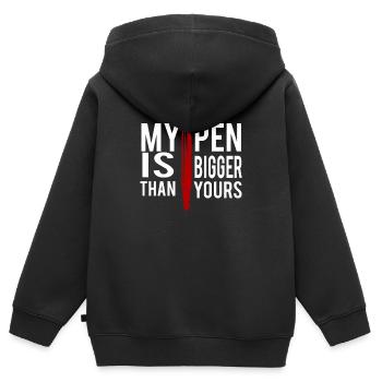 Mon stylo est plus grand que le tien - Sweat Premium à capuche zippé enfant bio - noir - Dos - AI Model Kid Male (0cm)