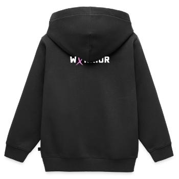 WARRIOR BREAST CANCER T SHIRT - Breastcancer Aware - Kinder Premium Organic Zip Hoodie - Schwarz - Hinten - AI Model Kid Male (0cm)