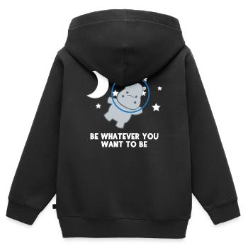 Hippopotame - Hippopotames - Hippofan - Soyez vous - Sweat Premium à capuche zippé enfant bio - noir - Dos - AI Model Kid Male (0cm)