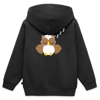Chouette - chouette - hibou - chouette t-shirt - dormant - Sweat Premium à capuche zippé enfant bio - noir - Dos - AI Model Kid Male (0cm)