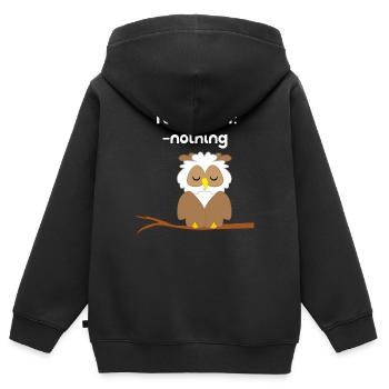 Eule - Uhu - Kauz - Eulen T-Shirt - Faulenzer - Kinder Premium Organic Zip Hoodie - Schwarz - Hinten - AI Model Kid Male (0cm)