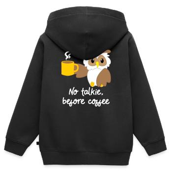 Eule - Uhu - Kauz - Eulen T-Shirt - Kaffee - Kinder Premium Organic Zip Hoodie - Schwarz - Hinten - AI Model Kid Male (0cm)