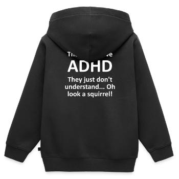 ADHD - Kids Premium Organic Zip-up Hoodie - black - Back - AI Model Kid Male (0cm)