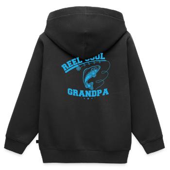 Reel Cool Grandpa Fishermen Fishing T-Shirt Gift - Kinder Premium Organic Zip Hoodie - Schwarz - Hinten - AI Model Kid Male (0cm)