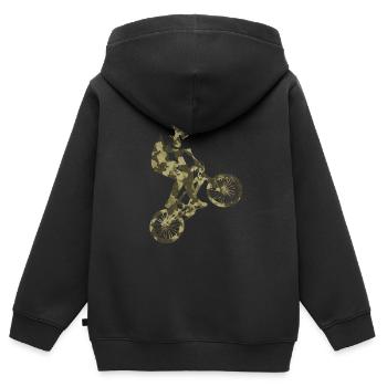 BMX camouflage vert - Sweat Premium à capuche zippé enfant bio - noir - Dos - AI Model Kid Male (0cm)