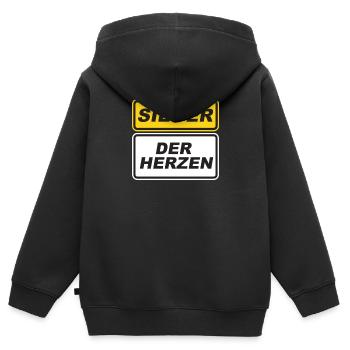 Vainqueur des coeurs mauvais perdants football - Sweat Premium à capuche zippé enfant bio - noir - Dos - AI Model Kid Male (0cm)