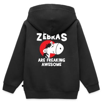 Zebra - Zebras - Zebrafan - Gift - Awesome - Kids Premium Organic Zip-up Hoodie - black - Back - AI Model Kid Male (0cm)