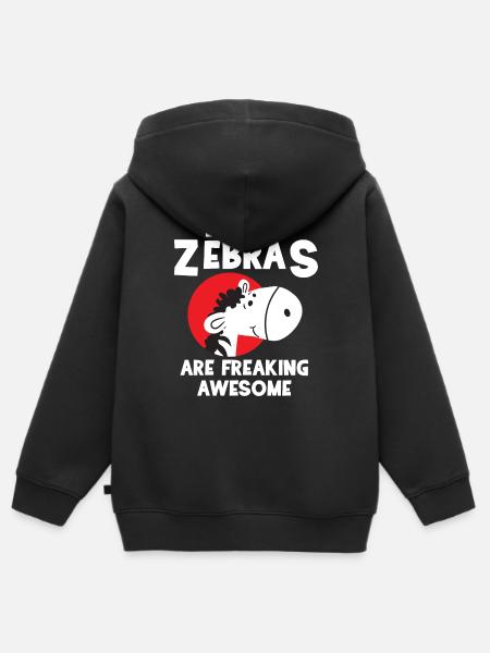 Zebra - Zebry - Zebrafan - Prezent - Awesome - Premium børne zip-hættetrøje økologisk - sort