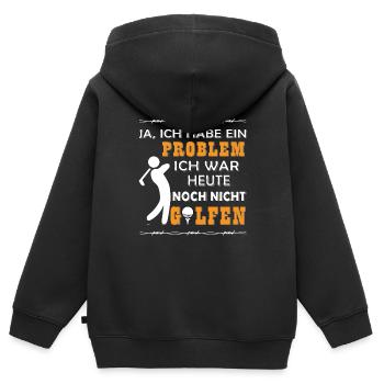 Golf golfen habe ein Problem Geschenk für Golfer - Kinder Premium Organic Zip Hoodie - Schwarz - Hinten - AI Model Kid Male (0cm)