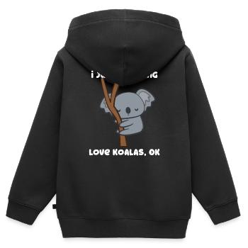 Koala - Koalas - T-shirt Koala - J'aime les Koalas - Sweat Premium à capuche zippé enfant bio - noir - Dos - AI Model Kid Male (0cm)