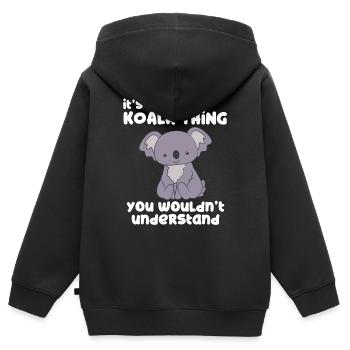 Koala - Koalas - T-shirt Koala - Cadeau - Sweat Premium à capuche zippé enfant bio - noir - Dos - AI Model Kid Male (0cm)