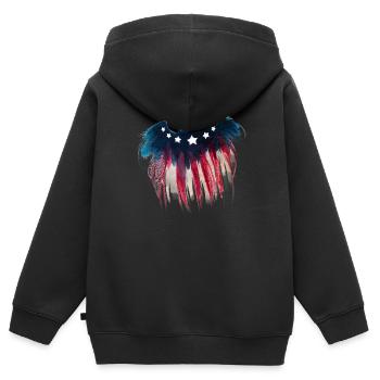 4. Juli Amerikanischer Flaggenadler - Kinder Premium Organic Zip Hoodie - Schwarz - Hinten - AI Model Kid Male (0cm)