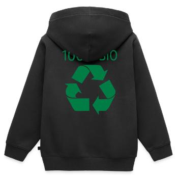 100 % Bio - Sweat Premium à capuche zippé enfant bio - noir - Dos - AI Model Kid Male (0cm)