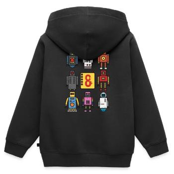 Retro Roboter 8. Geburtstag - Kinder Premium Organic Zip Hoodie - Schwarz - Hinten - AI Model Kid Male (0cm)