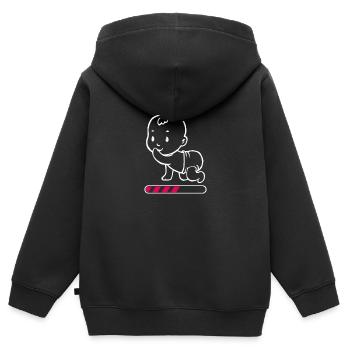 Schwangerschaft - Kinder Premium Organic Zip Hoodie - Schwarz - Hinten - AI Model Kid Male (0cm)