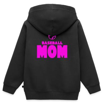 Baseball - Maman de baseball - Sweat Premium à capuche zippé enfant bio - noir - Dos - AI Model Kid Male (0cm)