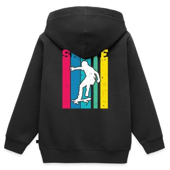 SKATE Vintage Skate Skateboard T-Shirt - Kinder Premium Organic Zip Hoodie - Schwarz - Hinten - AI Model Kid Male (0cm)