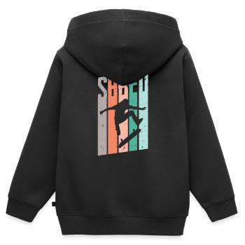SHRED Vintage Skate Skateboard T-Shirt - Kinder Premium Organic Zip Hoodie - Schwarz - Hinten - AI Model Kid Male (0cm)