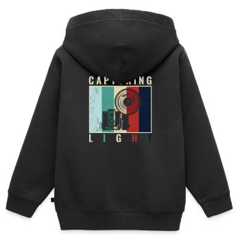 Capturing Light - paparazzi photo editor - Kinder Premium Organic Zip Hoodie - Schwarz - Hinten - AI Model Kid Male (0cm)
