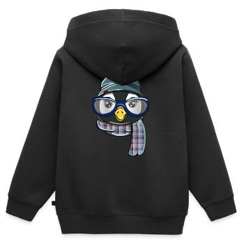 Hipster Pinguin - Kinder Premium Organic Zip Hoodie - Schwarz - Hinten - AI Model Kid Male (0cm)