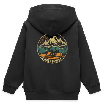 Je déteste les gens - Je déteste les gens - Sweat Premium à capuche zippé enfant bio - noir - Dos - AI Model Kid Male (0cm)