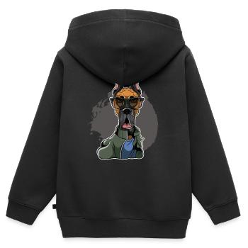 Great Dane - Great Dane - Kids Premium Organic Zip-up Hoodie - black - Back - AI Model Kid Male (0cm)