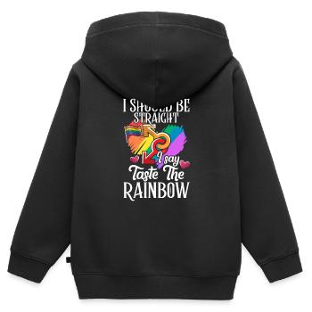 Taste The Rainbow Gay Pride LGBT LGBTQ Geschenk - Kinder Premium Organic Zip Hoodie - Schwarz - Hinten - AI Model Kid Male (0cm)