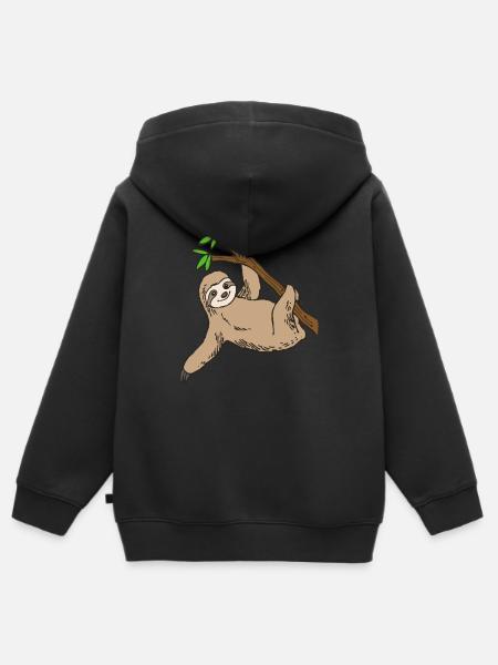 Faultier - Kinder Premium Organic Zip Hoodie - Schwarz