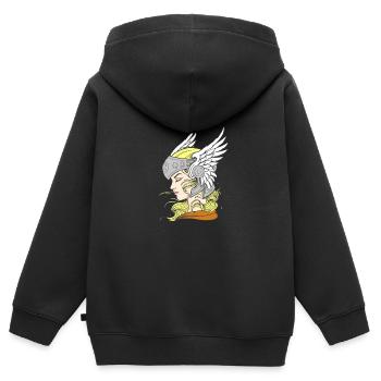 Wallküre - Sweat Premium à capuche zippé enfant bio - noir - Dos - AI Model Kid Male (0cm)