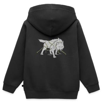 Wolf in Ketten - Kinder Premium Organic Zip Hoodie - Schwarz - Hinten - AI Model Kid Male (0cm)