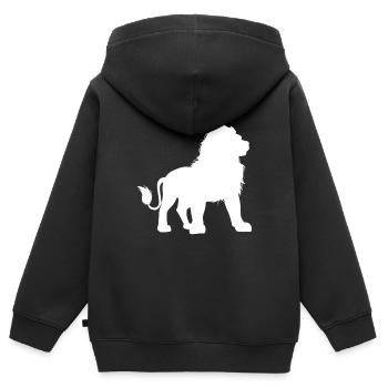 Löwe-Vati - Vati-u. Sohn-lustiges Zusammenbringen - Kinder Premium Organic Zip Hoodie - Schwarz - Hinten - AI Model Kid Male (0cm)