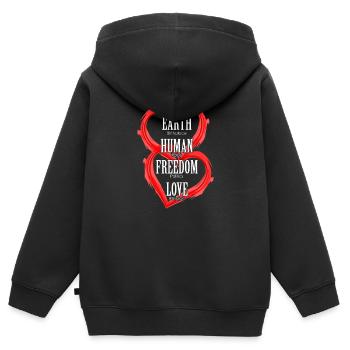 Liebe Anti Rassismus Politik Religion Geschenk - Kinder Premium Organic Zip Hoodie - Schwarz - Hinten - AI Model Kid Male (0cm)