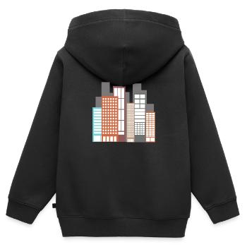 Gebäude - Kinder Premium Organic Zip Hoodie - Schwarz - Hinten - AI Model Kid Male (0cm)