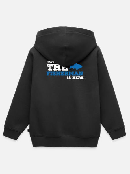 Fisherman angler fishing fishing fish gift idea - Kids Premium Organic Zip-up Hoodie - black
