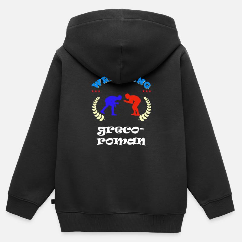 lutteur de lutte gréco-romaine - Sweat Premium à capuche zippé enfant bio - noir