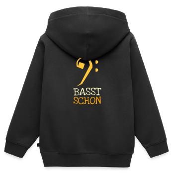 Basst déjà La clé de basse - Sweat Premium à capuche zippé enfant bio - noir - Dos - AI Model Kid Male (0cm)