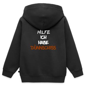 DÜNNSCHISS - STINKER - DURCHFALL - SCHEIßE - Kinder Premium Organic Zip Hoodie - Schwarz - Hinten - AI Model Kid Male (0cm)
