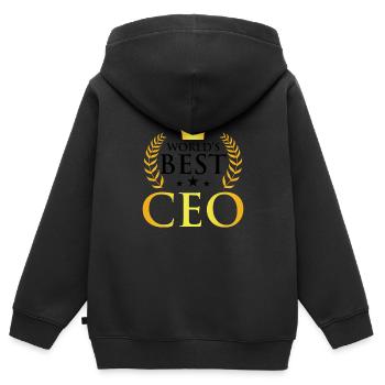 Meilleur design de PDG en or - Sweat Premium à capuche zippé enfant bio - noir - Dos - AI Model Kid Male (0cm)
