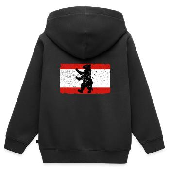 Ours de Berlin avec le drapeau de Berlin - Sweat Premium à capuche zippé enfant bio - noir - Dos - AI Model Kid Male (0cm)