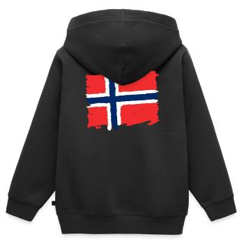 Norge flagg- Norwegen Flagge - Kinder Premium Organic Zip Hoodie - Schwarz - Hinten - AI Model Kid Male (0cm)